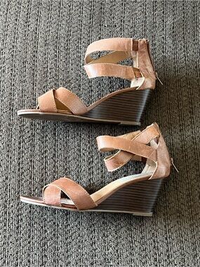 Steve Madden JANE Leather Wedge Sandals Brown Ankle Strap Women’s Size 7